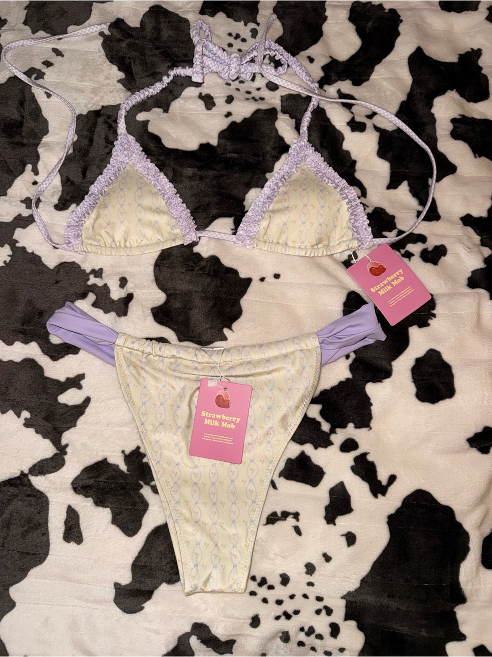 Strawberry Milk Mob Lavender & yellow Triangle Bikini